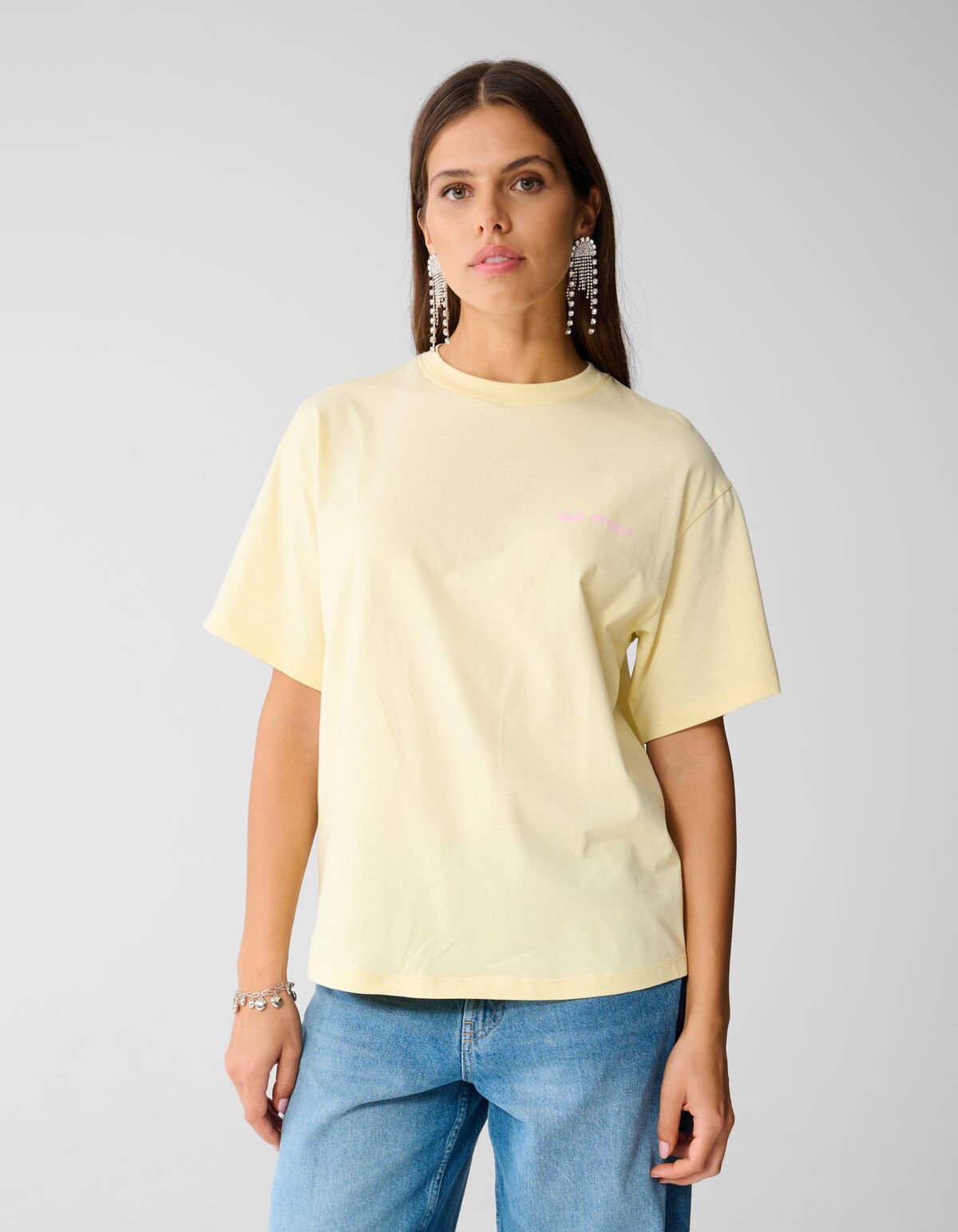Cocktail Artwork T-shirt Lichtgeel SHOEBY WOMEN