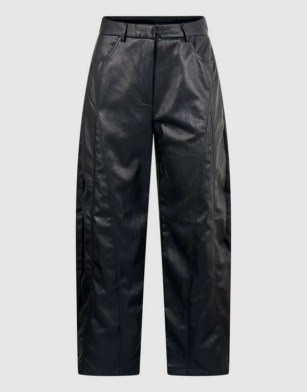 Vegan Leren Barrel Fit Broek Zwart SHOEBY WOMEN