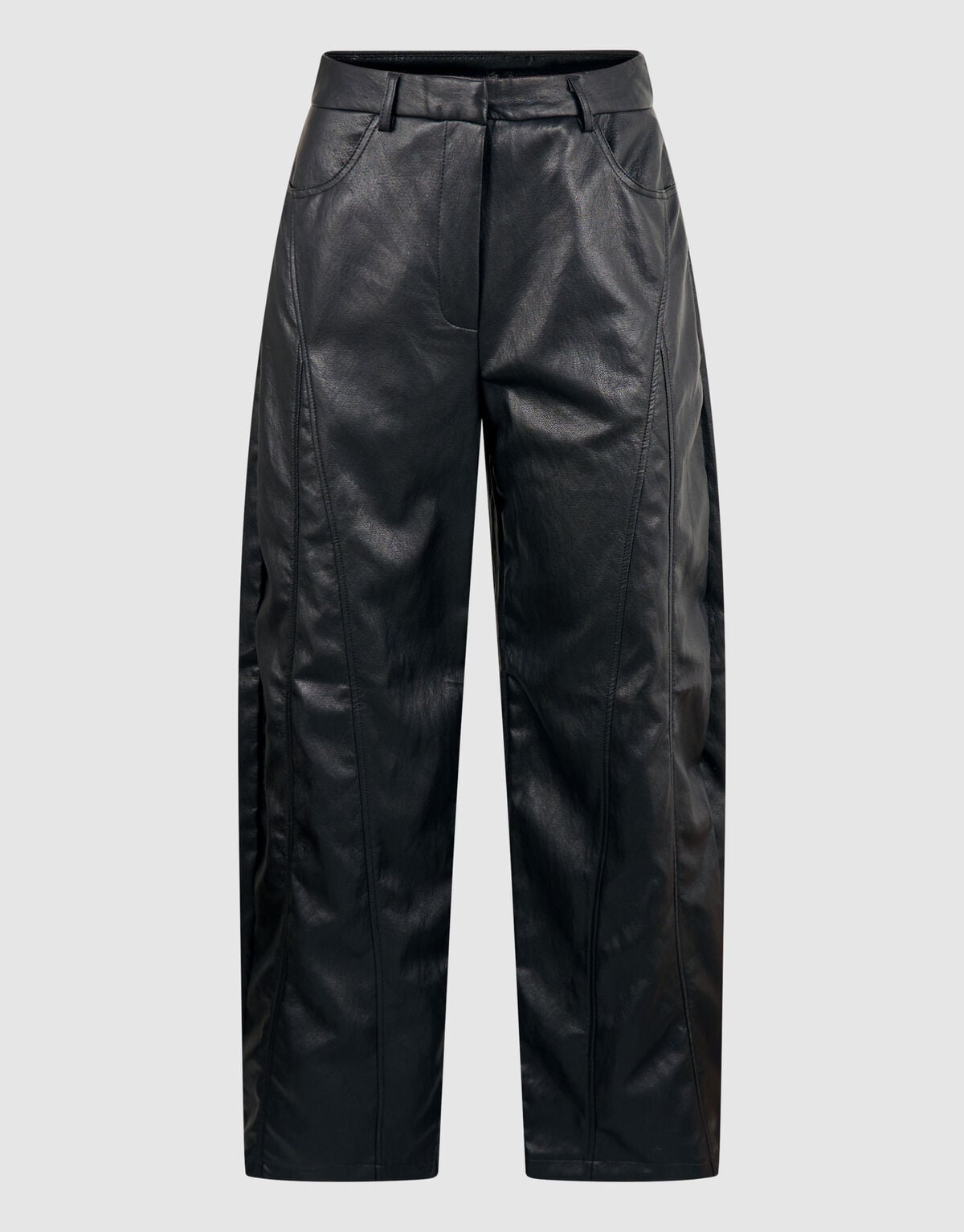Vegan Leren Barrel Fit Broek Zwart SHOEBY WOMEN