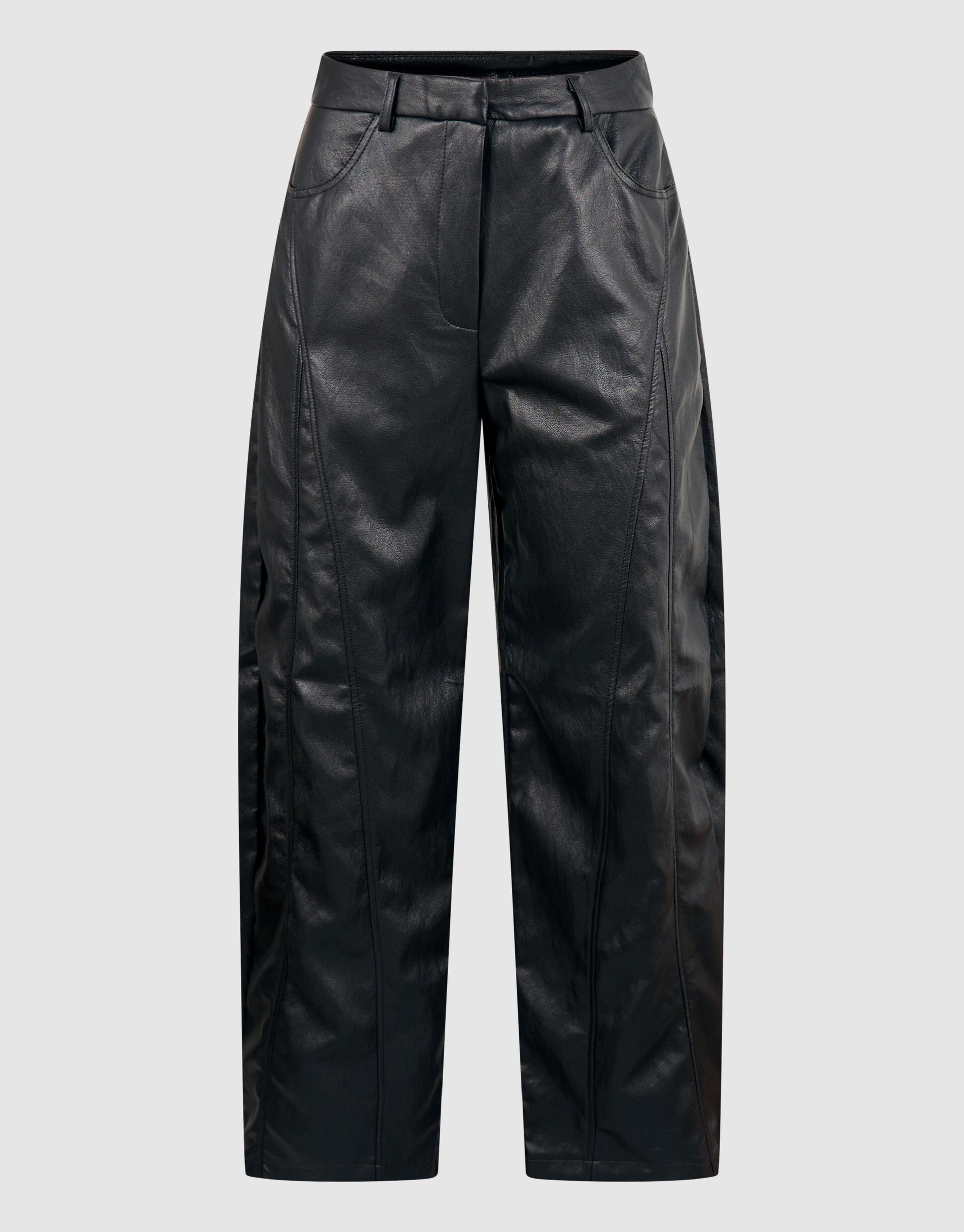 Vegan Leren Barrel Fit Broek Zwart SHOEBY WOMEN