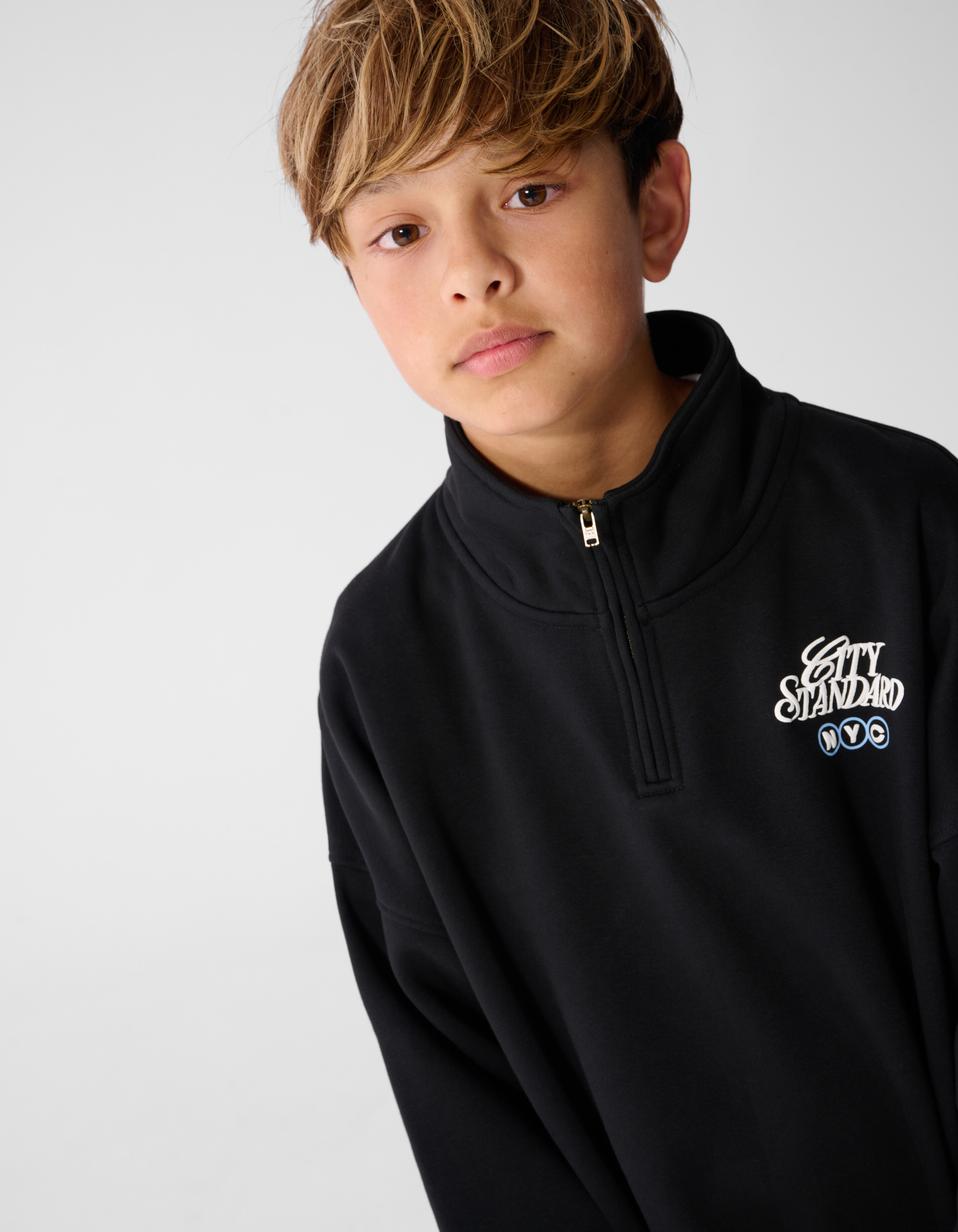 City Zip Sweater Zwart SHOEBY BOYS