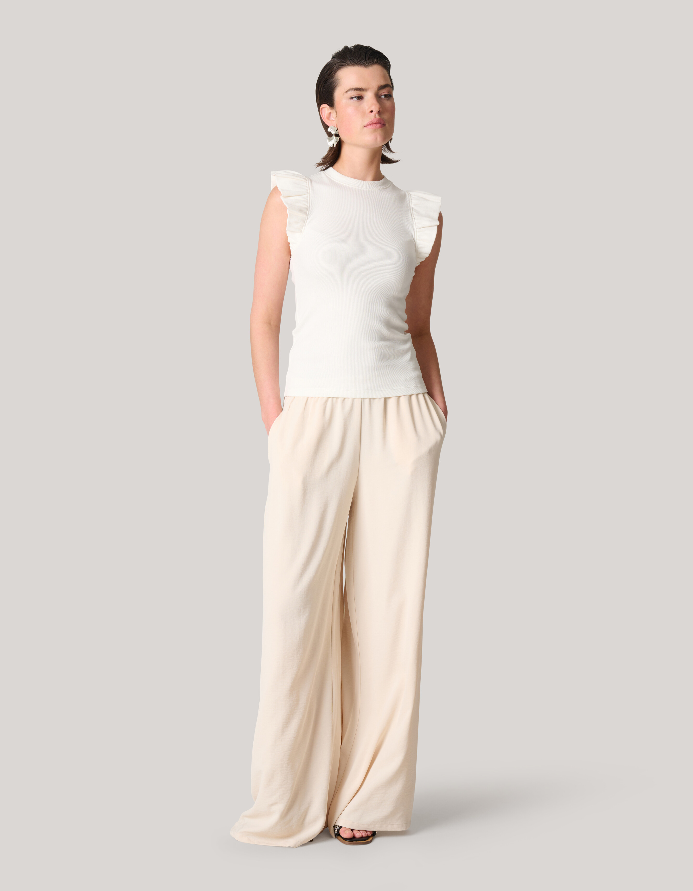 Jersey Ruffle Top Wit SHOEBY WOMEN