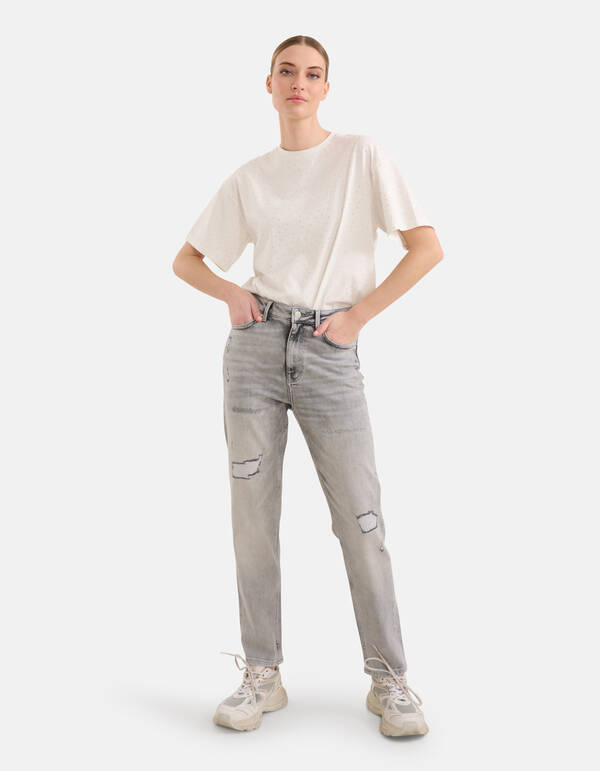 Tapered Fit Jeans Lichtgrijs EKSEPT