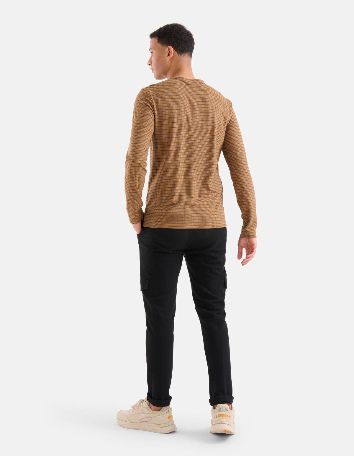 Contrast Lange Mouwen T-shirt Bruin SHOEBY MEN