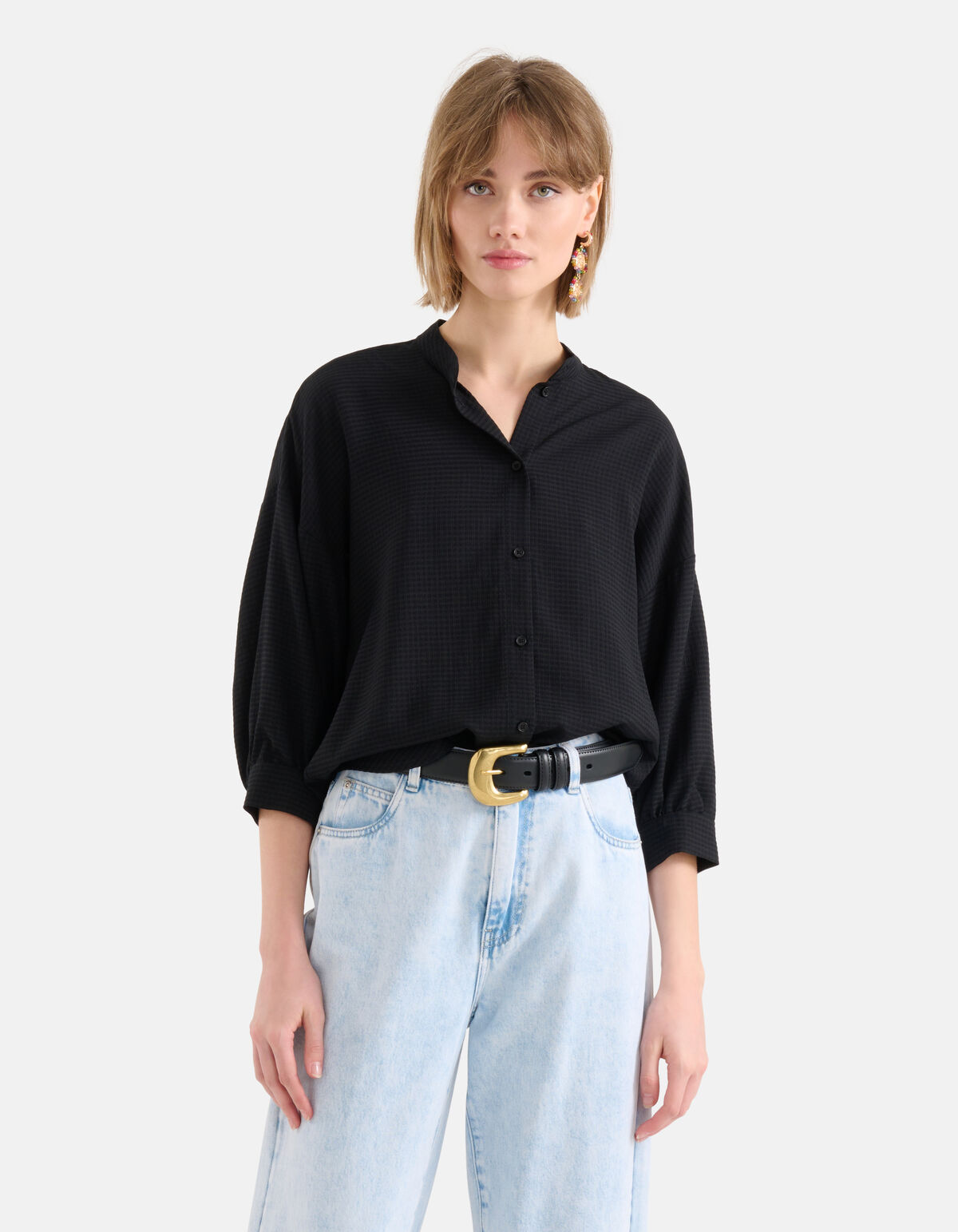 Relaxed Fit Blouse Zwart SHOEBY WOMEN