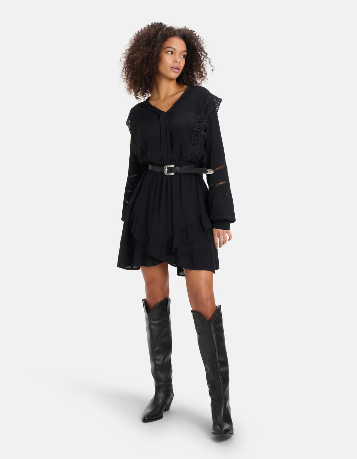 Kanten Tape Jurk Zwart SHOEBY WOMEN