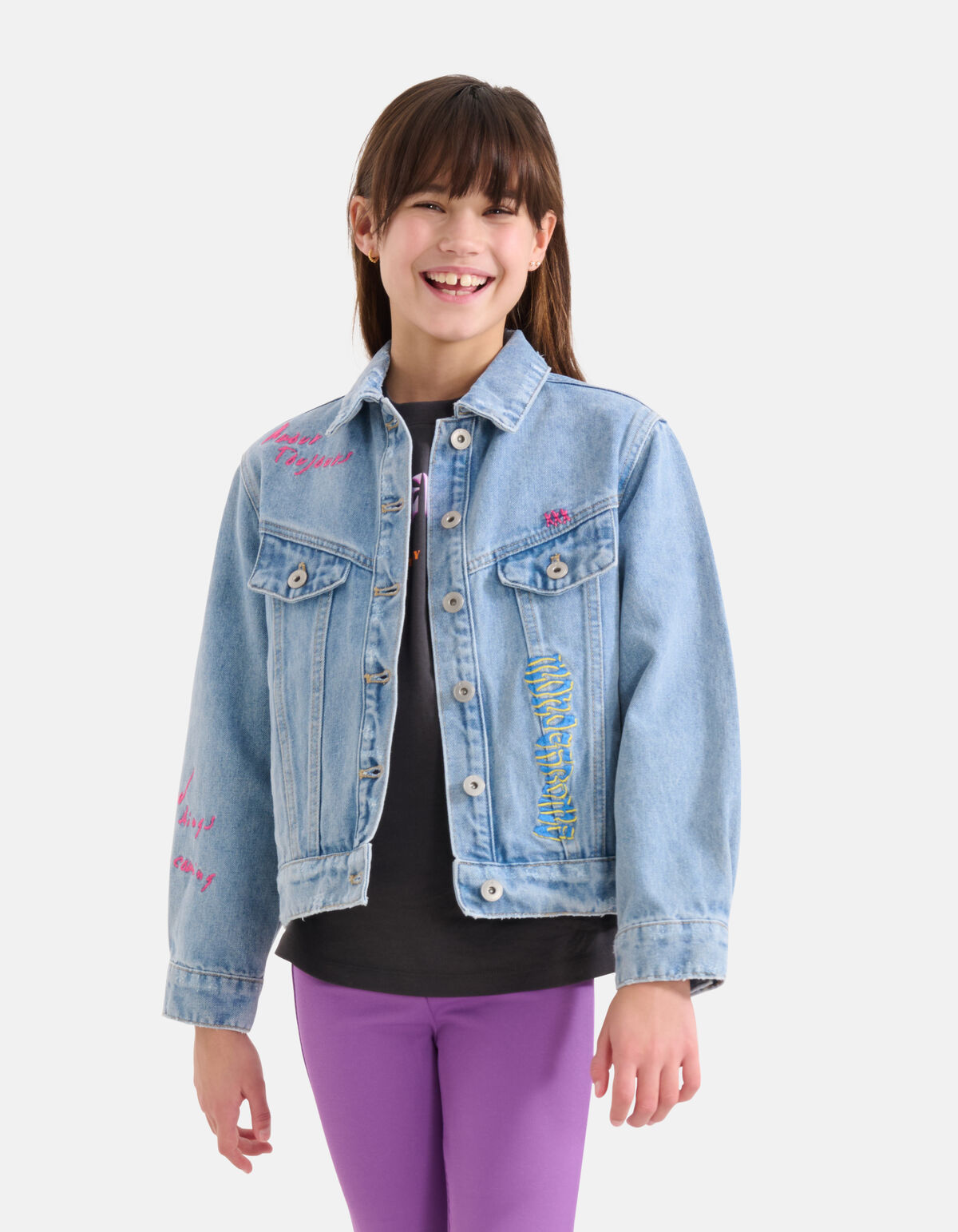 Geborduurd Denim Jack Bleached SHOEBY GIRLS