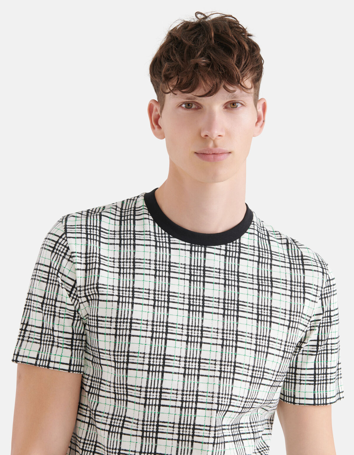 Geruiten T-shirt Gebroken Wit SHOEBY MEN