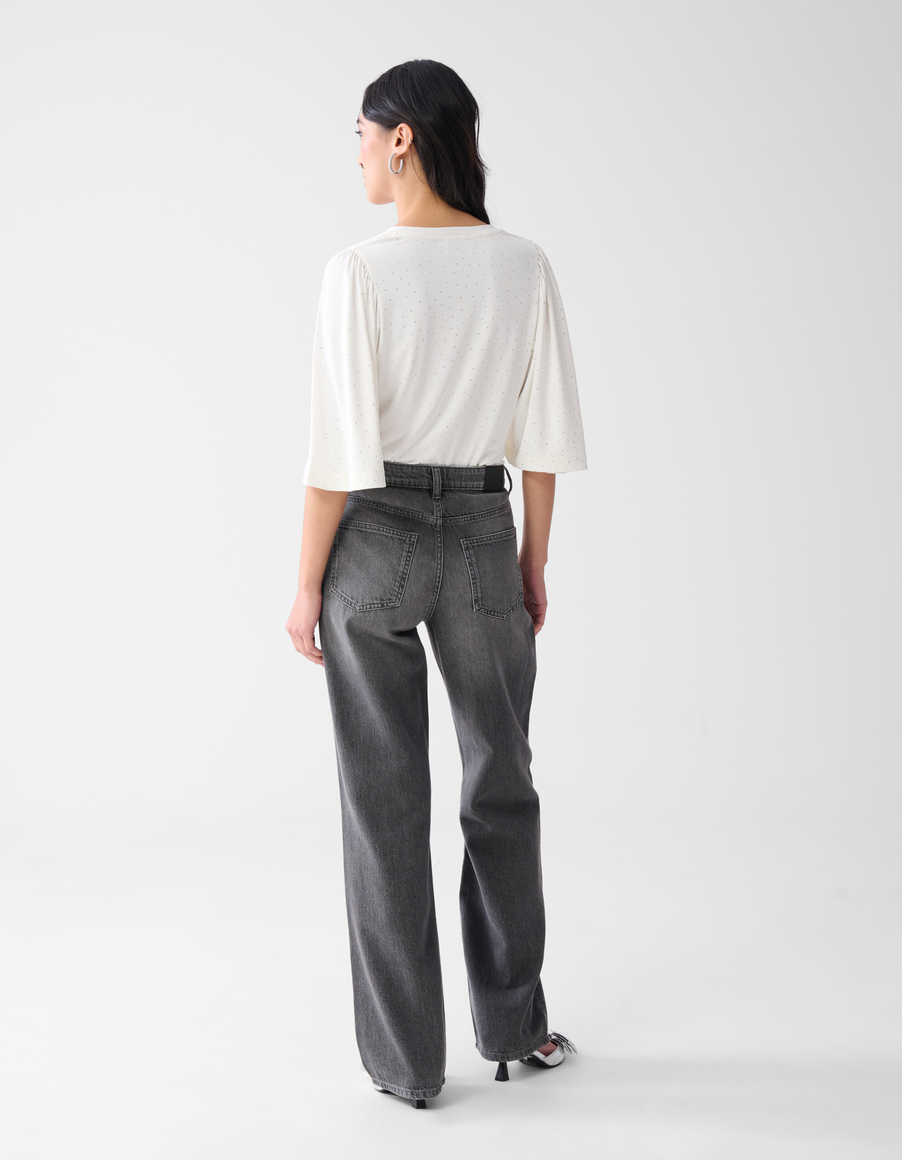 Strass Ruffle Top Gebroken Wit SHOEBY WOMEN