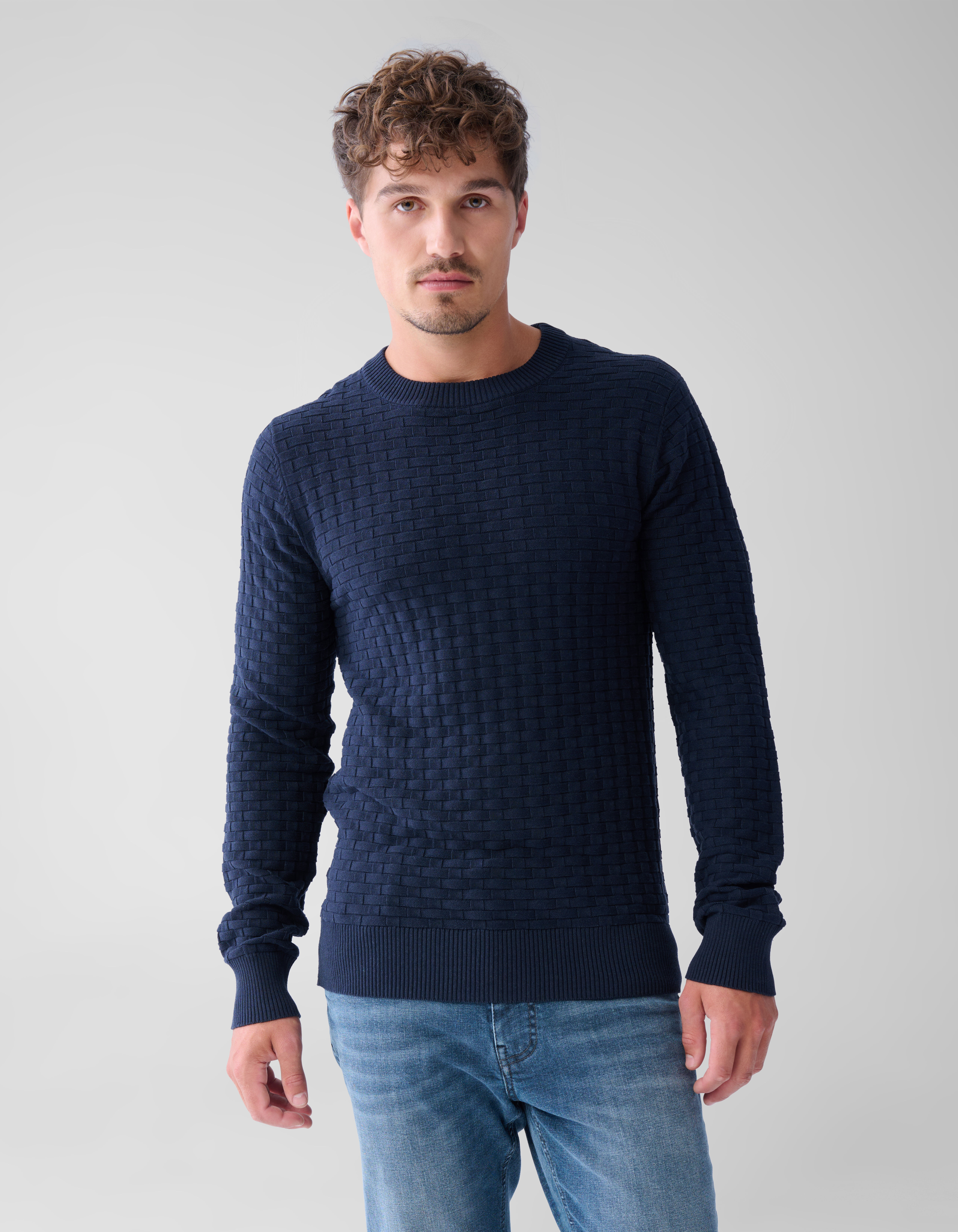 Structuur Trui Donkerblauw Shoeby
