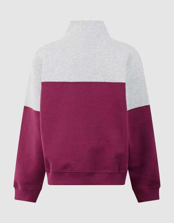 Sporty Zip Sweater Grijs/Donkerrood SHOEBY BOYS