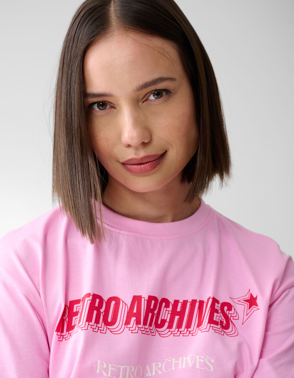 Retro Artwork T-shirt Roze SHOEBY WOMEN