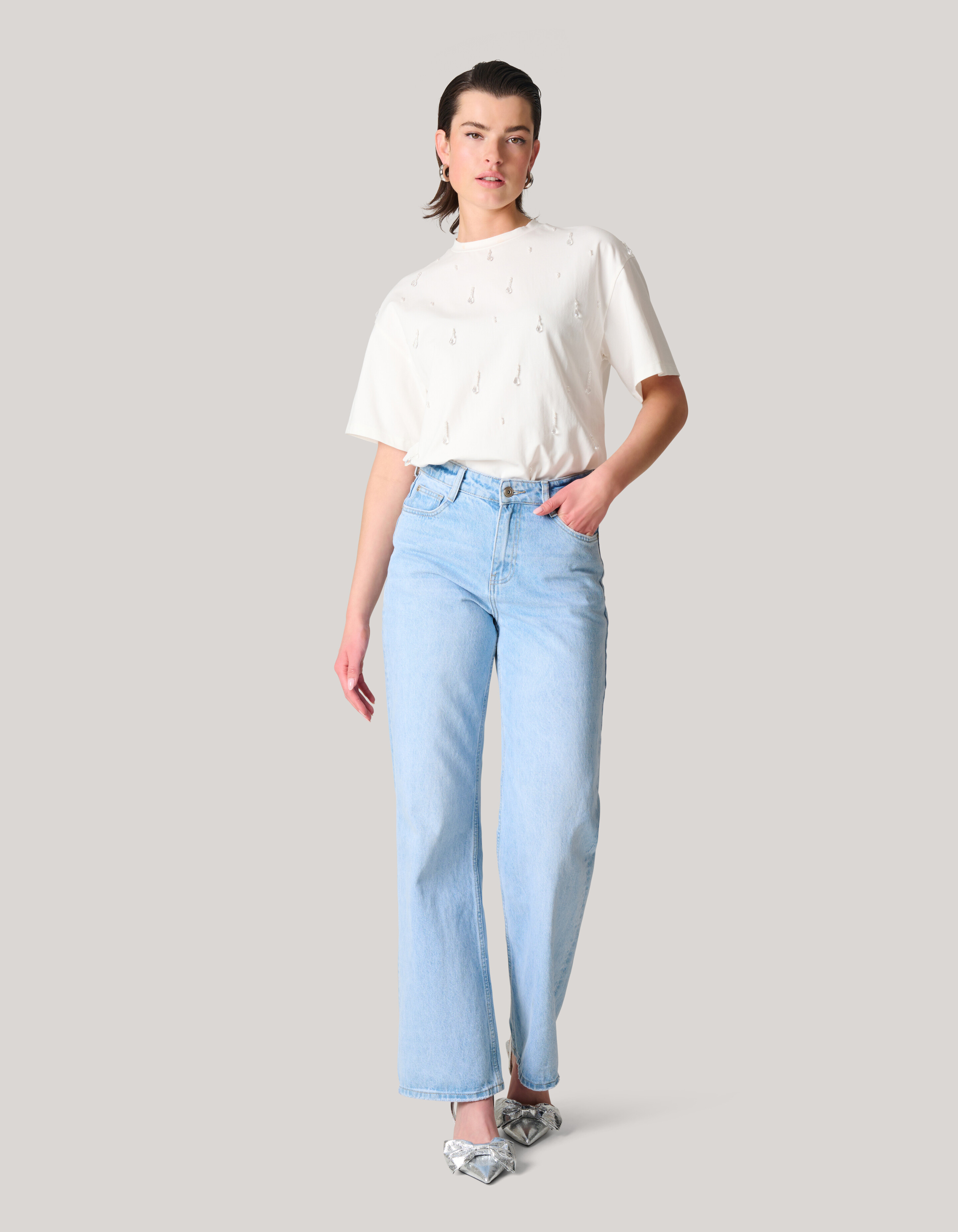Embellished T-shirt Wit SHOEBY WOMEN