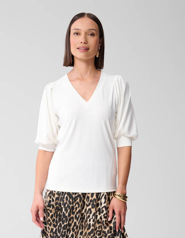 Rib Jersey Top Wit SHOEBY WOMEN