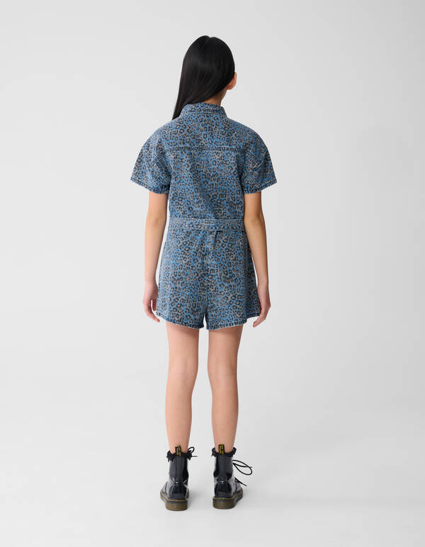 Denim Leopard Jumspuit Blauw SHOEBY GIRLS