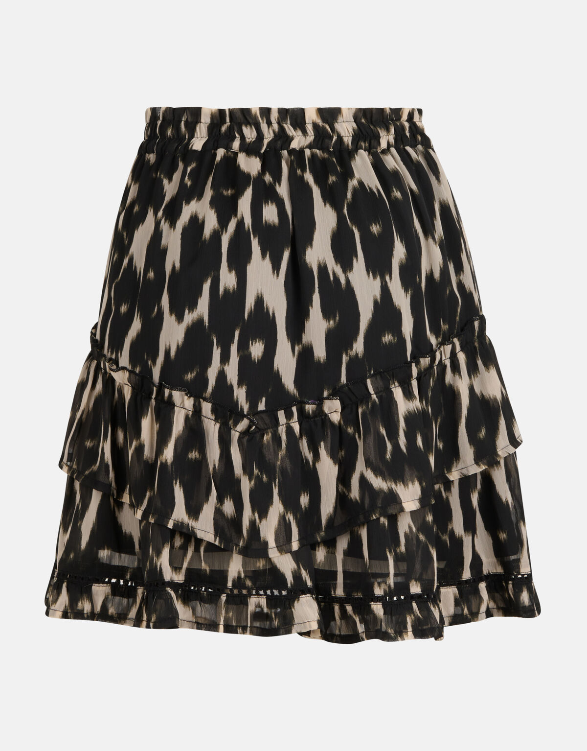 Leopard Ruffle Rok Zwart SHOEBY WOMEN