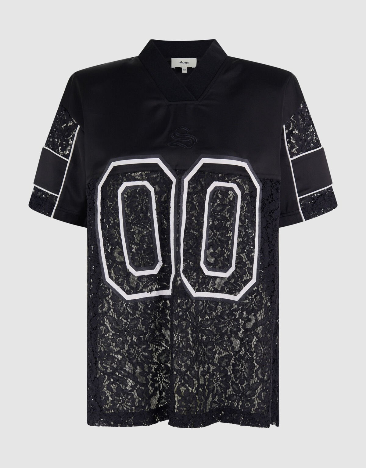 Oversized Kanten Baseball T-shirt Zwart SHOEBY WOMEN
