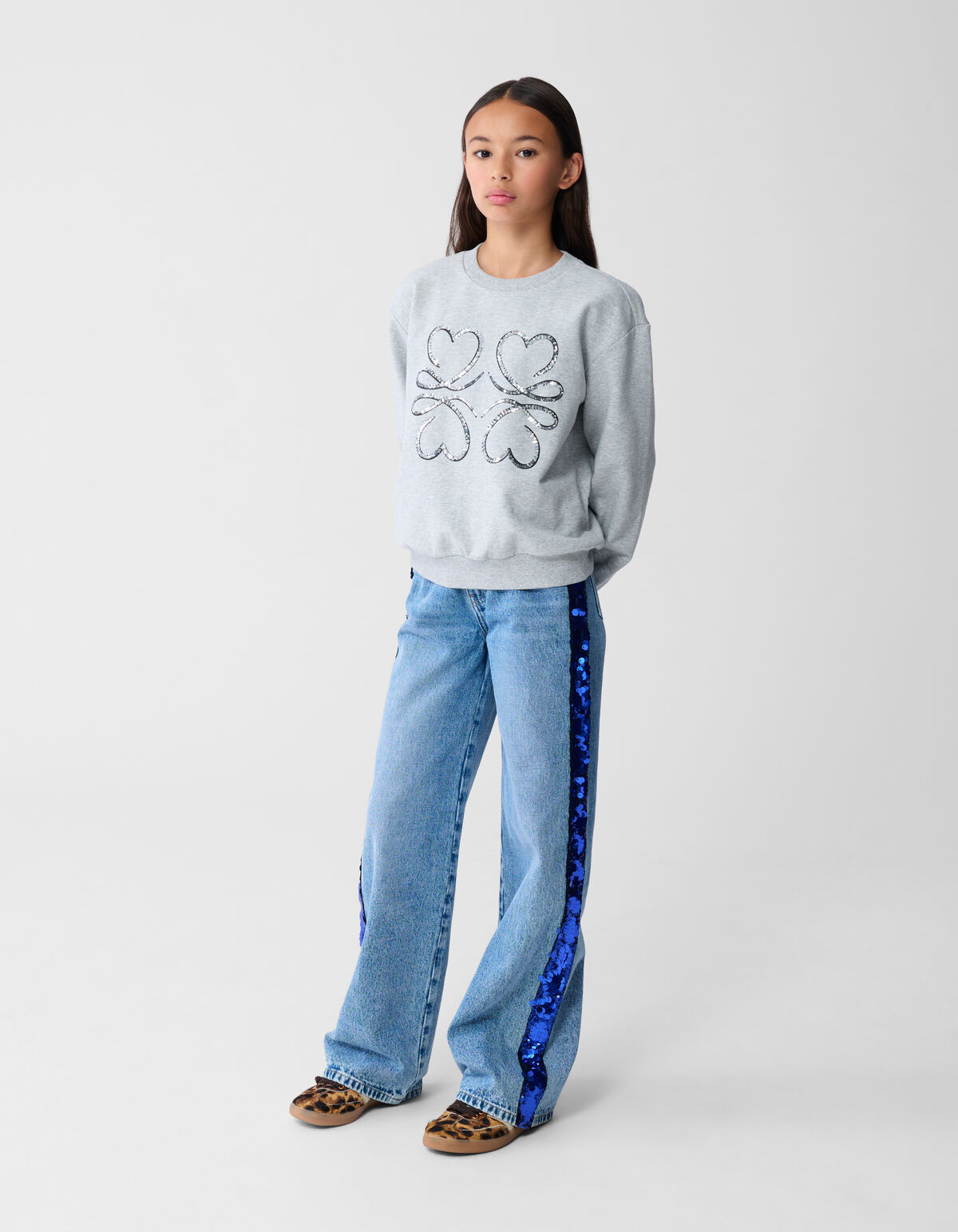 Glitter Tape Wide Leg Jeans Blauw SHOEBY ACCESSOIRES