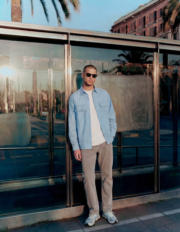 Relaxed Fit Pinstripe Overhemd Lichtblauw SHOEBY MEN