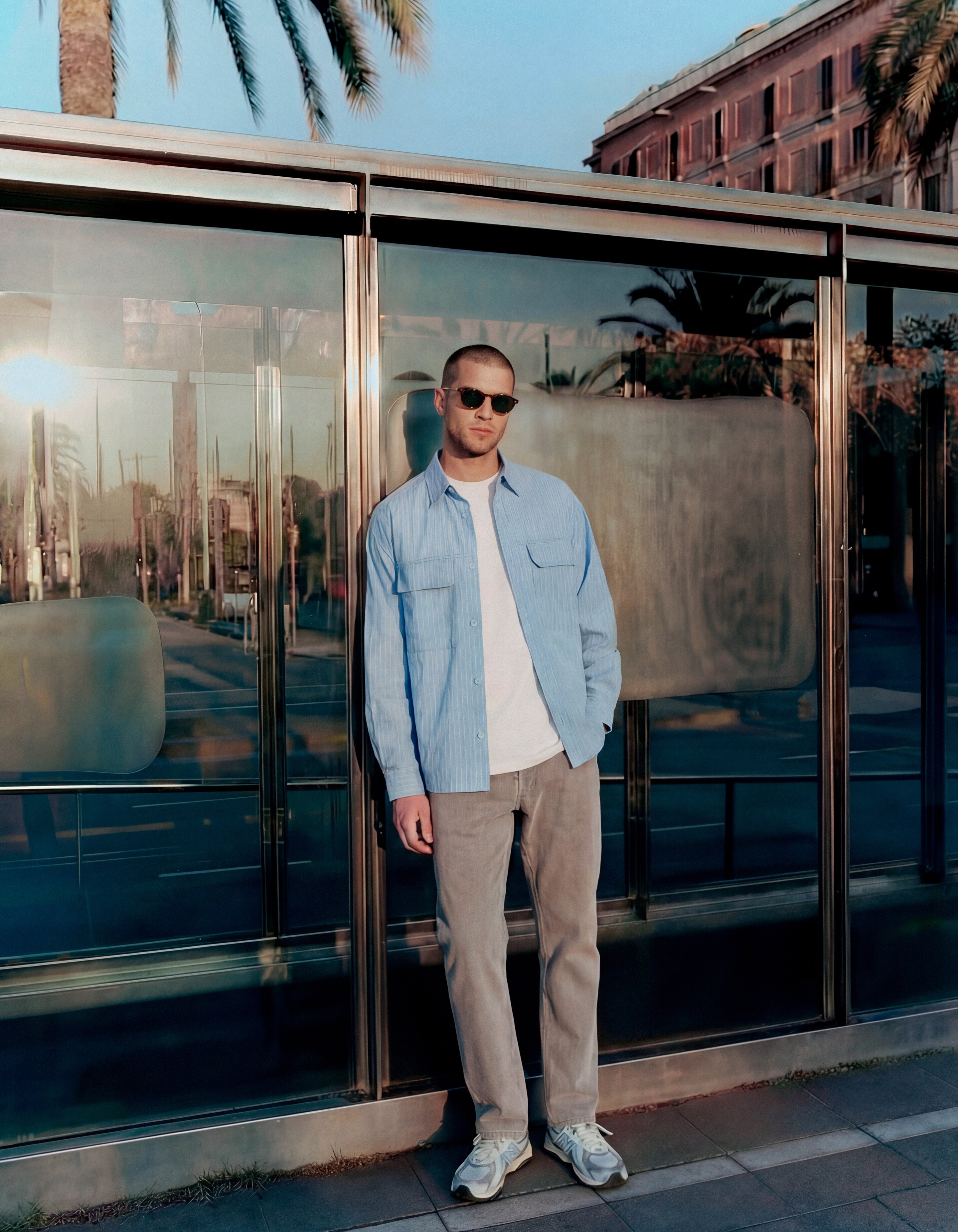 Relaxed Fit Pinstripe Overhemd Lichtblauw SHOEBY MEN