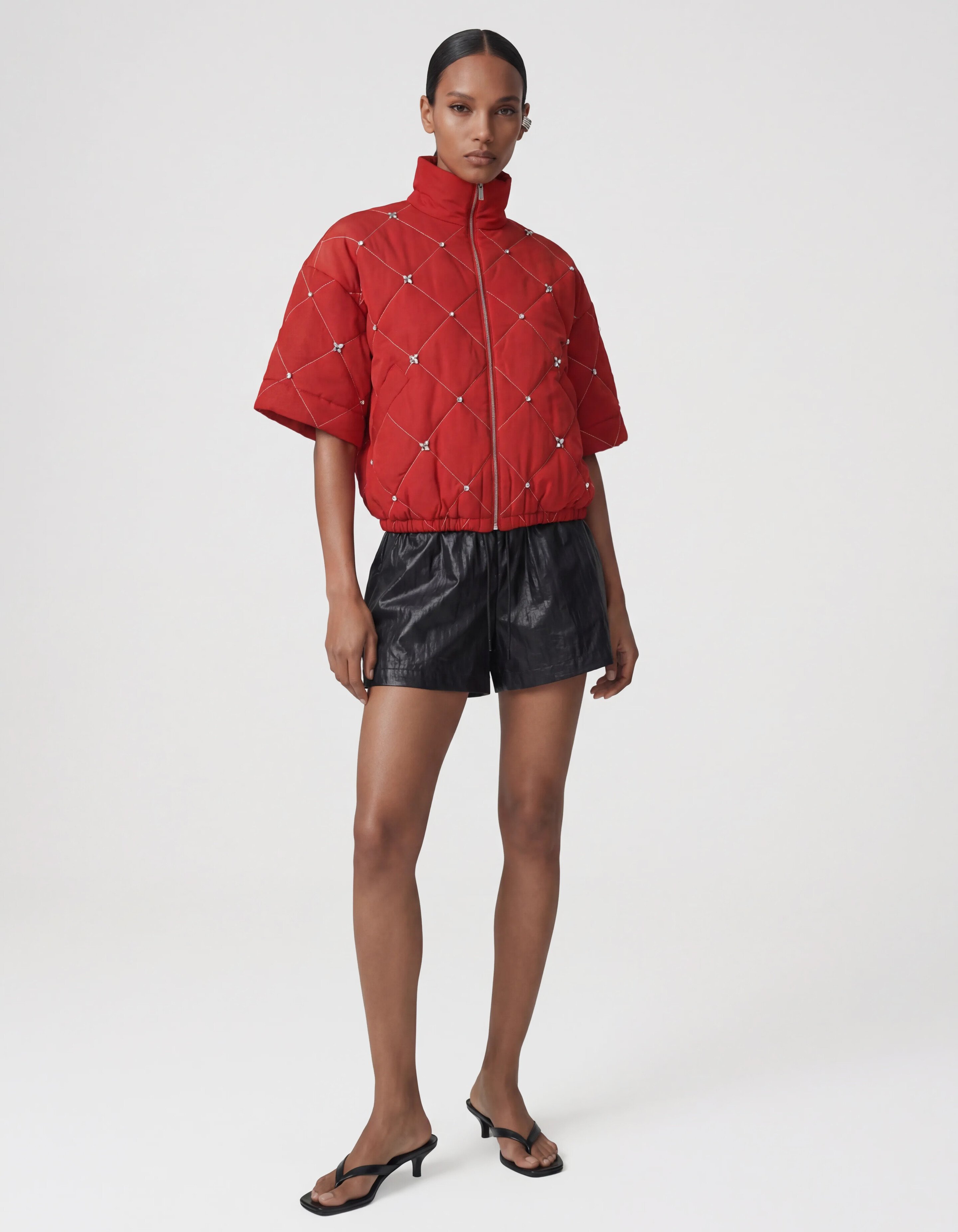 Quilted Strass Bomber Jack Rood SHOEBY WOMEN