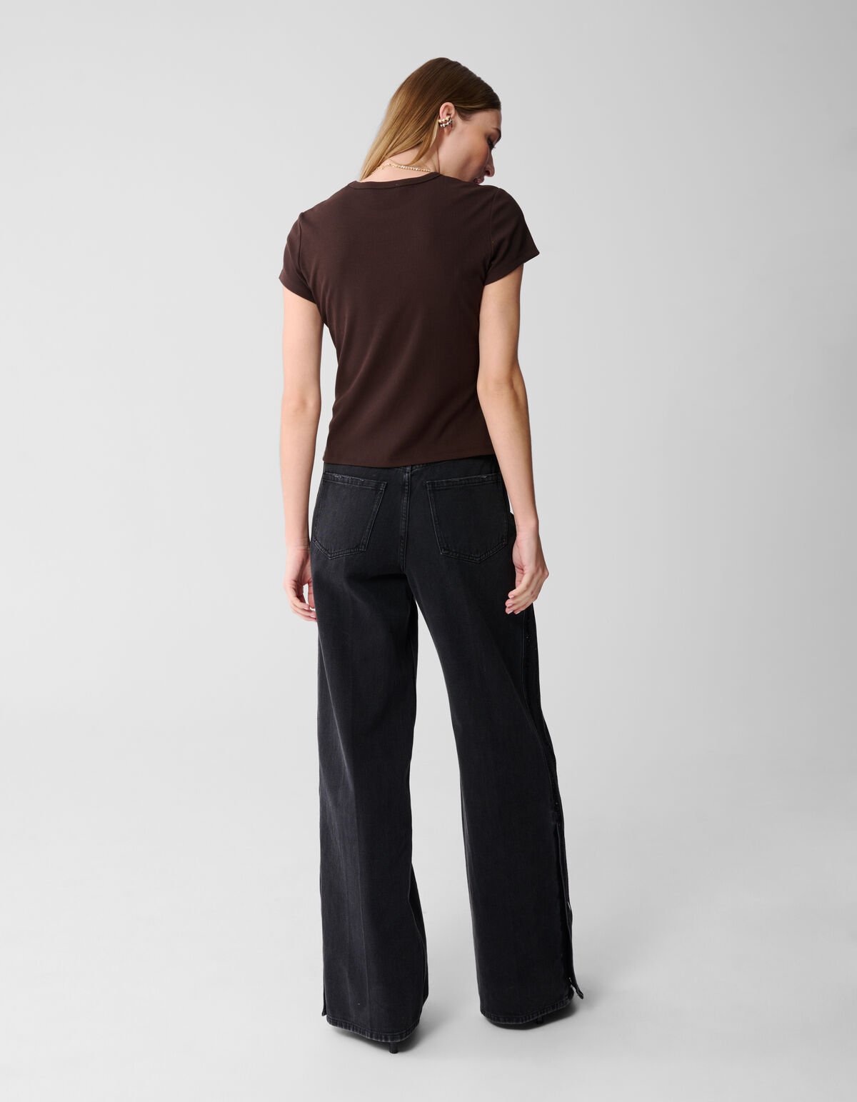 Rib T-shirt Bruin SHOEBY WOMEN