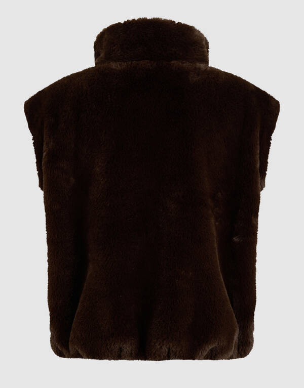 Faux Fur Cargo Gilet Donkerbruin SHOEBY GIRLS