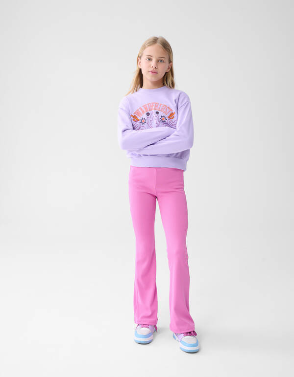 Rib Flared Legging Roze SHOEBY GIRLS