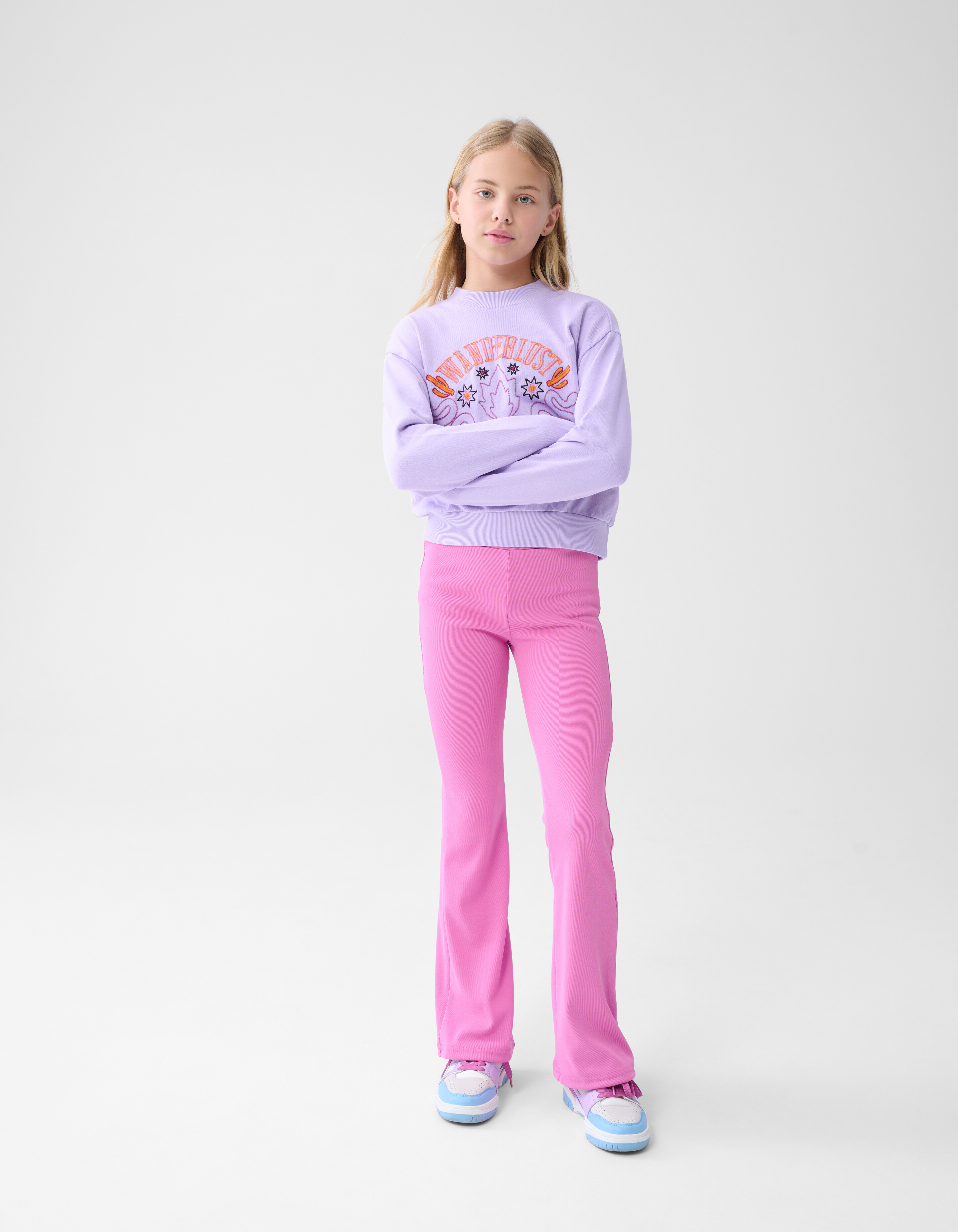 Rib Flared Legging Roze SHOEBY GIRLS