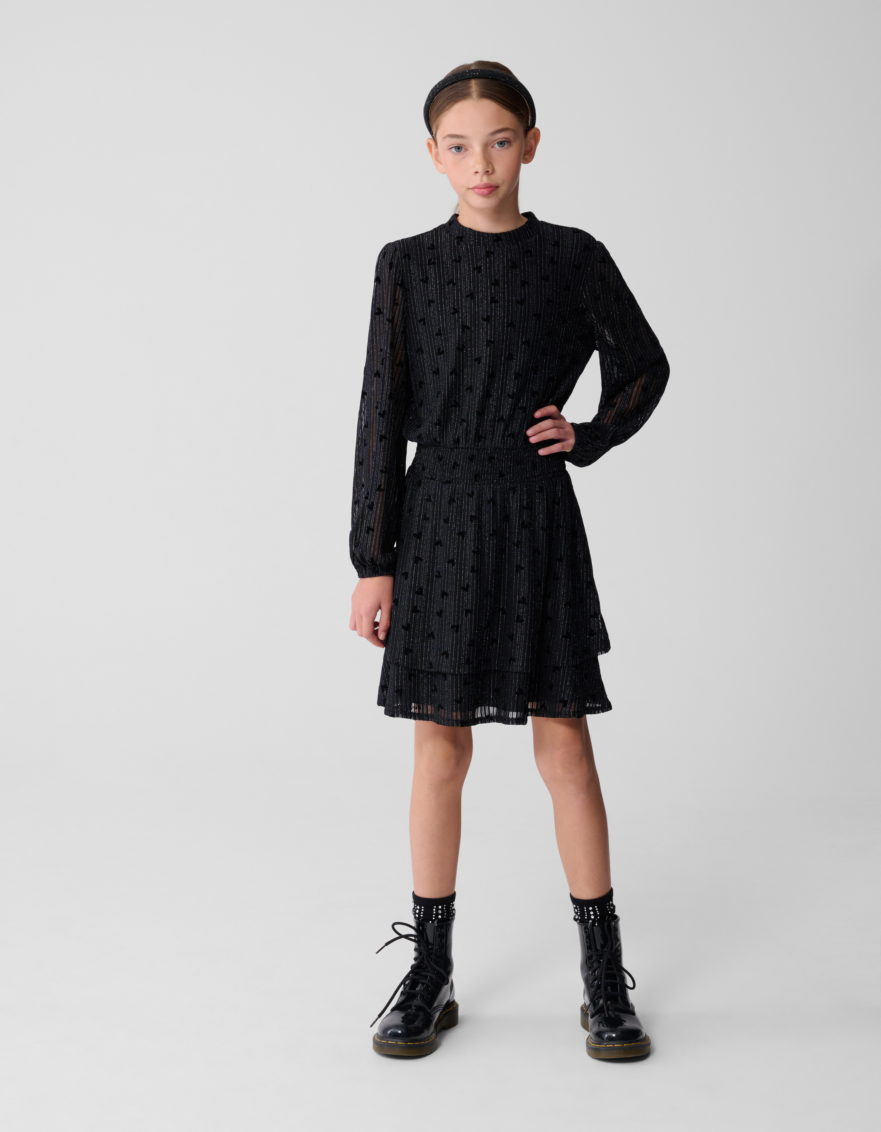 Mesh Heart Mini Jurk Zwart SHOEBY GIRLS