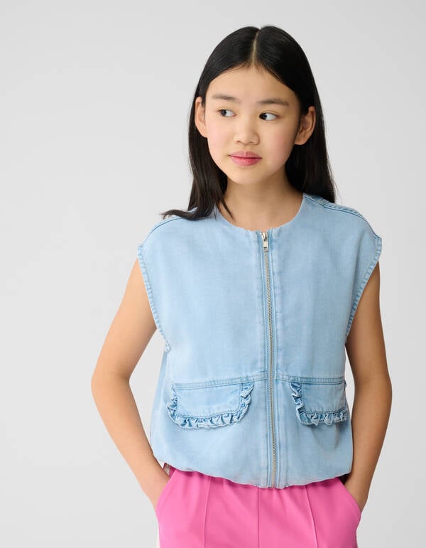 Puffy Denim Gilet Lichtblauw SHOEBY GIRLS