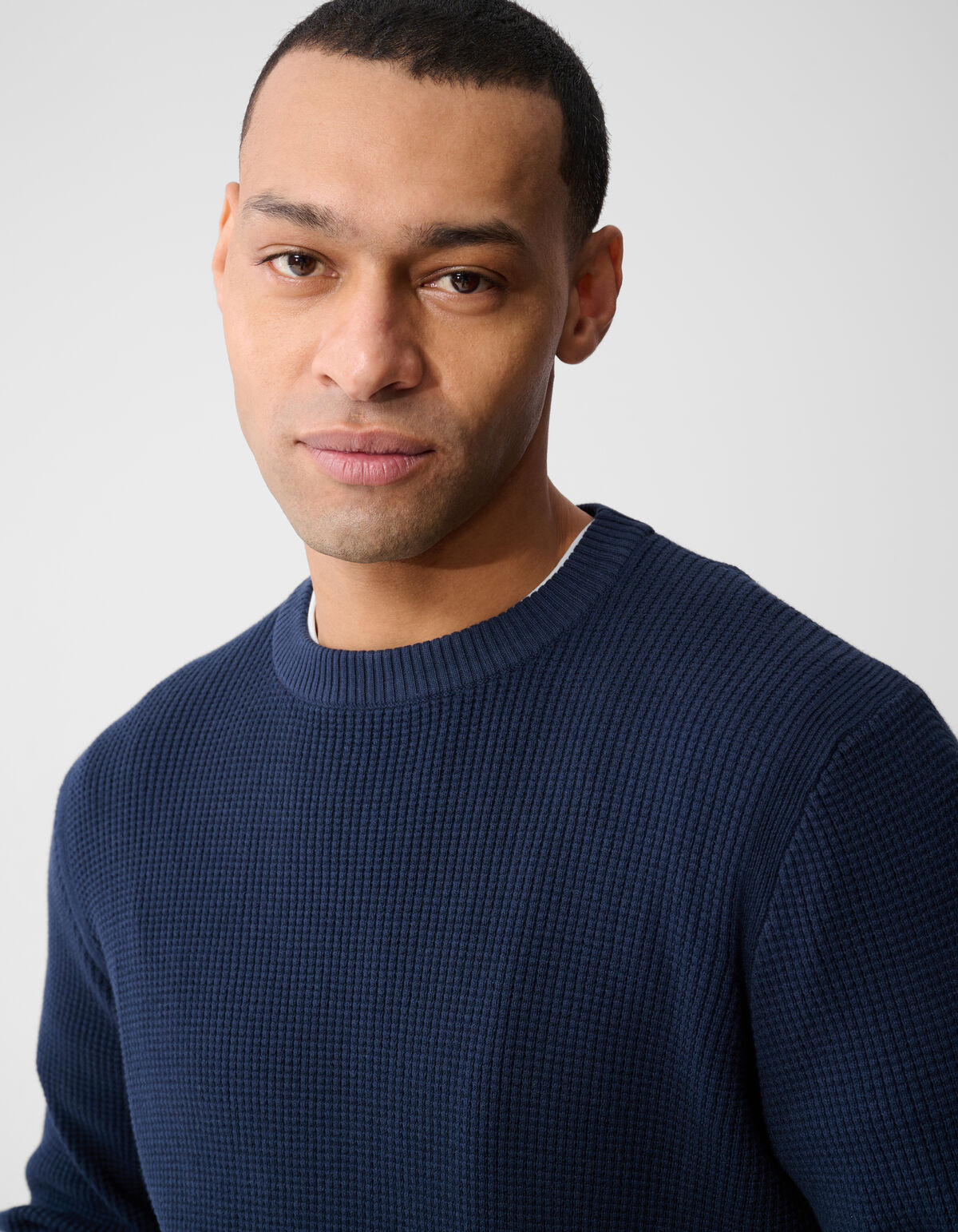 Gebreide Waffle Trui Donkerblauw SHOEBY MEN