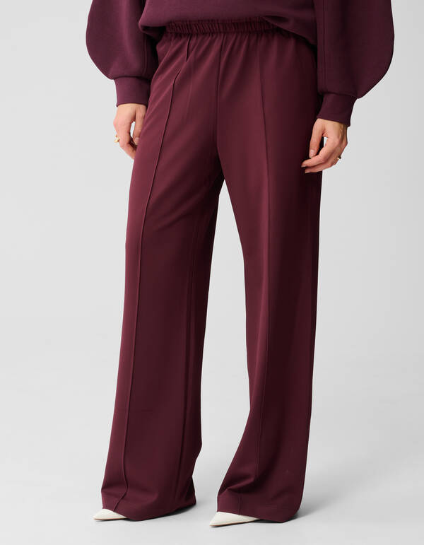 Basis Wide Leg Broek Donkerrood SHOEBY WOMEN