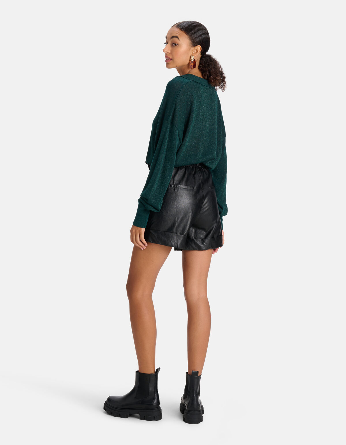 Glitter Blouse Donkergroen SHOEBY WOMEN