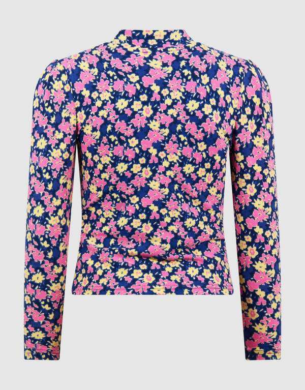 Flower Longsleeve Top Donkerblauw/Roze SHOEBY GIRLS