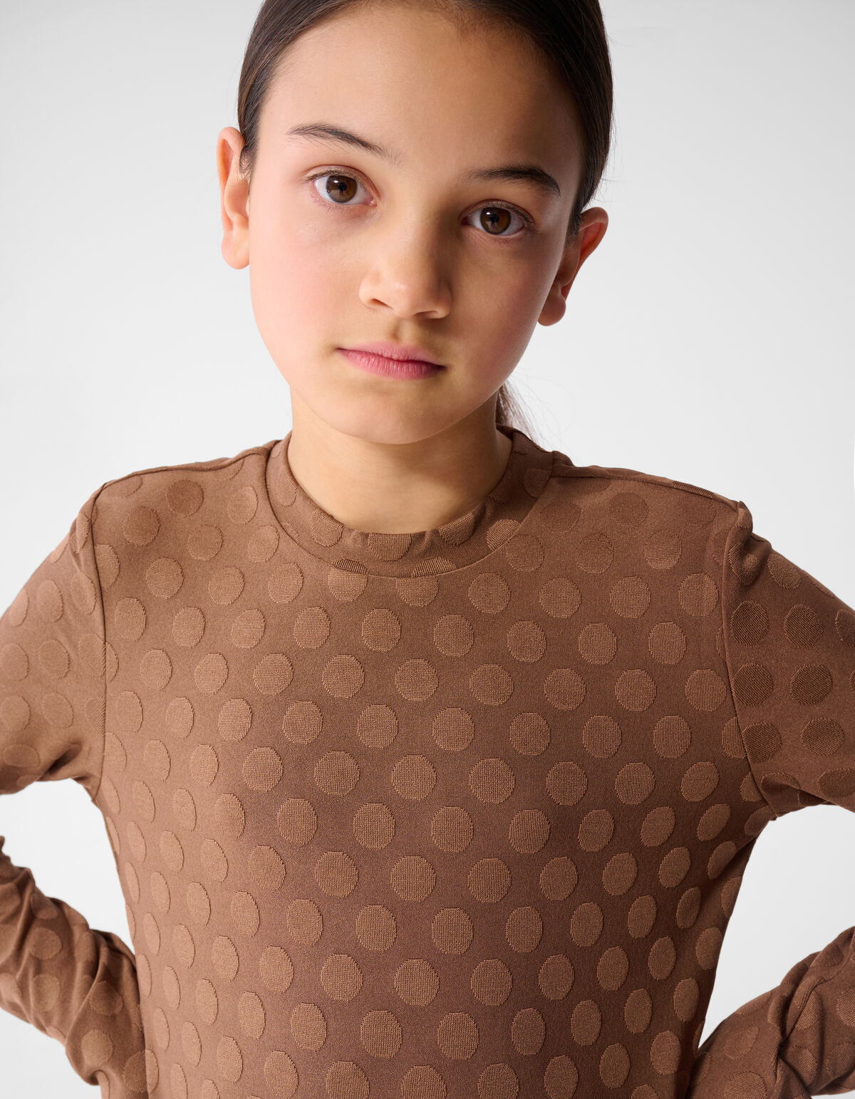 Polkadot Longsleeve Top Bruin SHOEBY GIRLS