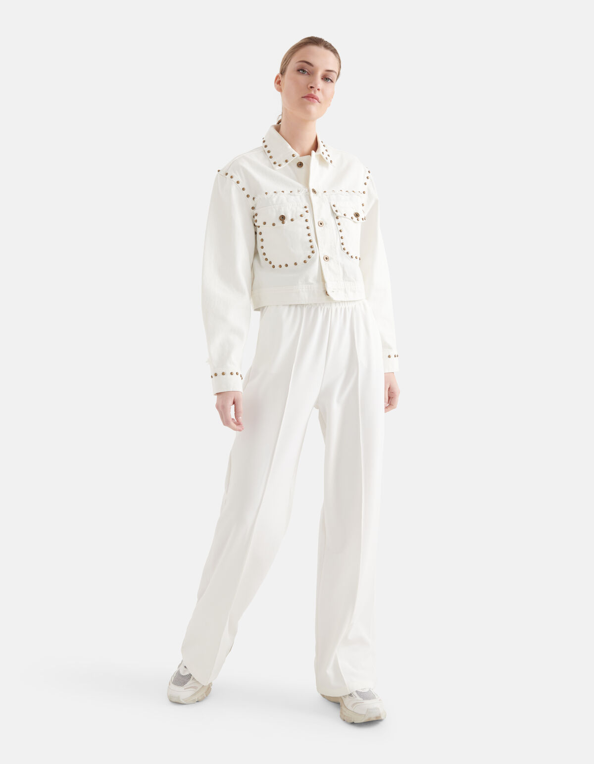 Basis Wide Leg Broek Gebroken Wit SHOEBY WOMEN