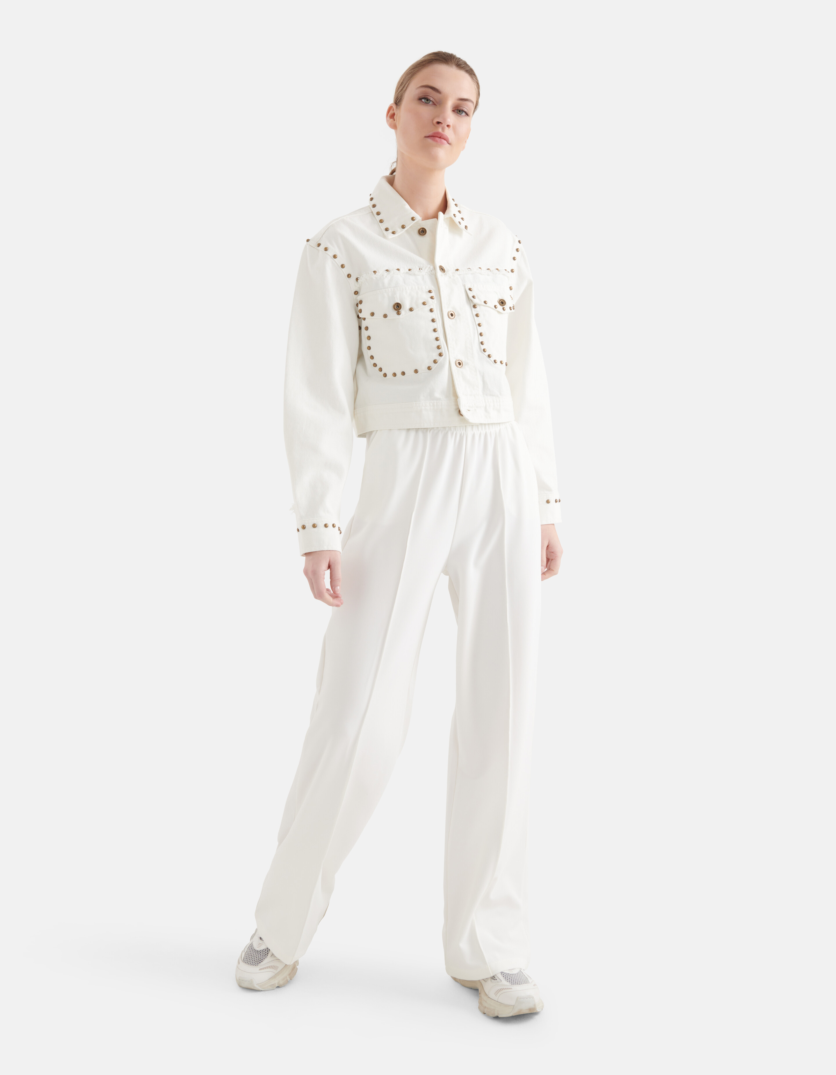 Basis Wide Leg Broek Gebroken Wit SHOEBY WOMEN