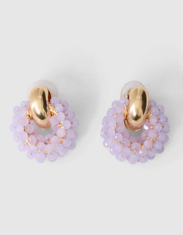 Ronde Beaded Oorbellen Lichtpaars SHOEBY ACCESSOIRES