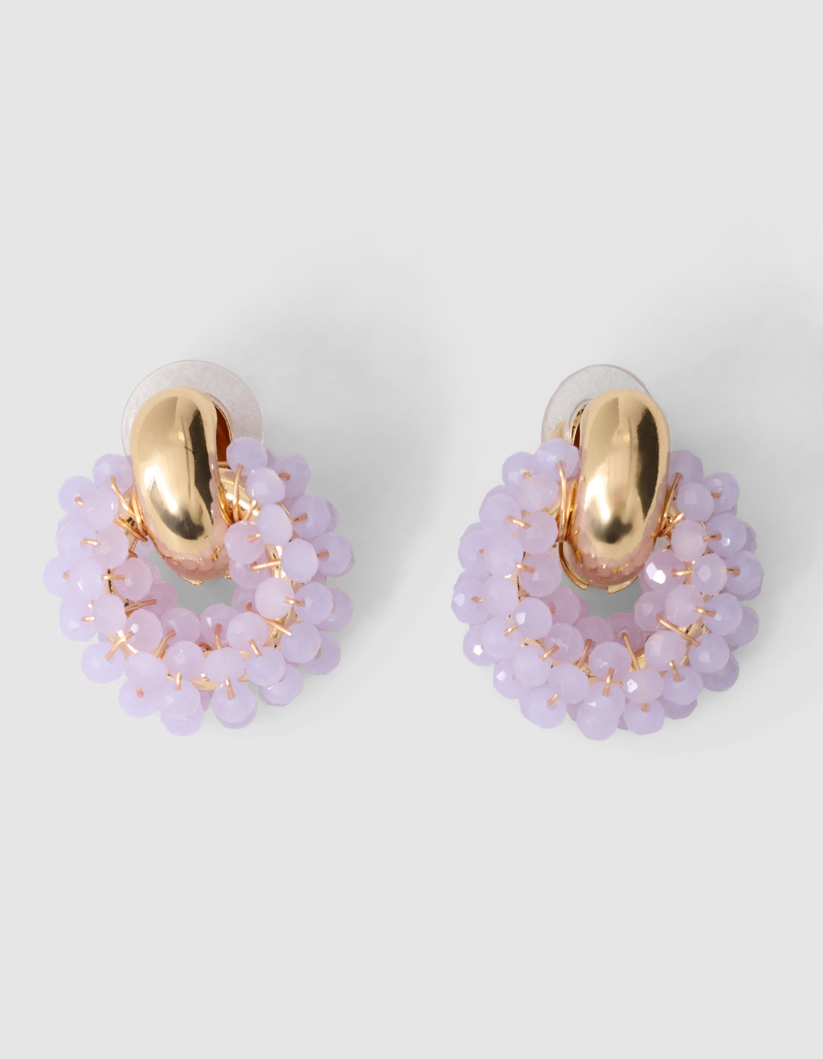 Ronde Beaded Oorbellen Lichtpaars SHOEBY ACCESSOIRES