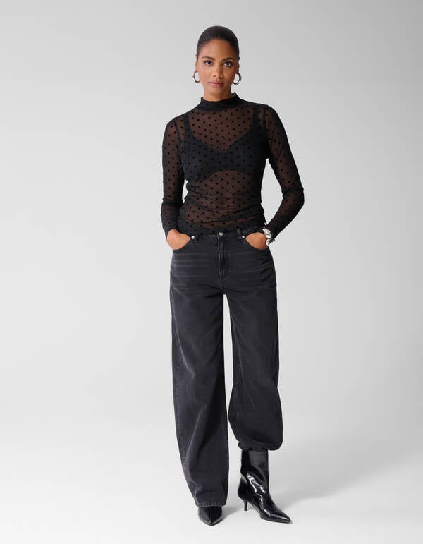 Mesh Stippen Top Bruin SHOEBY WOMEN