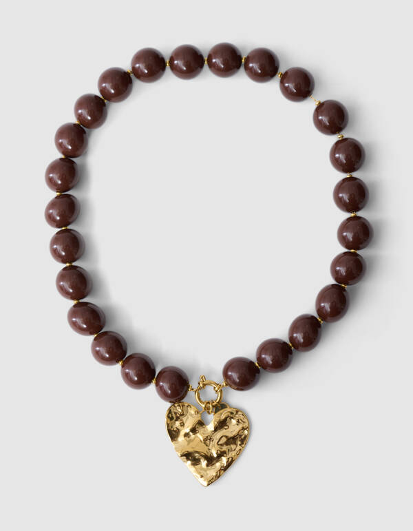Beaded Charm Ketting Bruin SHOEBY ACCESSOIRES