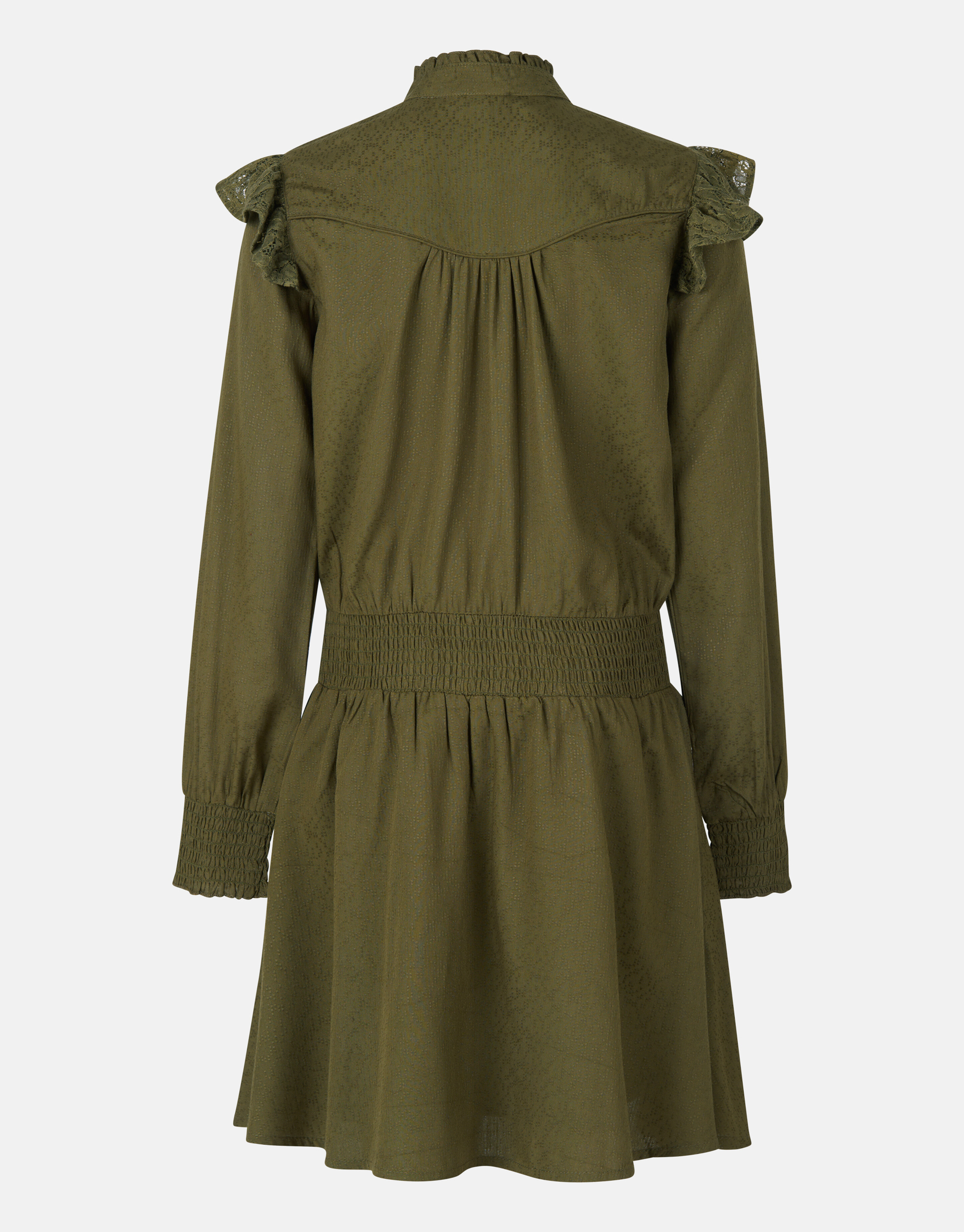 Kanten Ruffle Jurk Donkergroen SHOEBY GIRLS