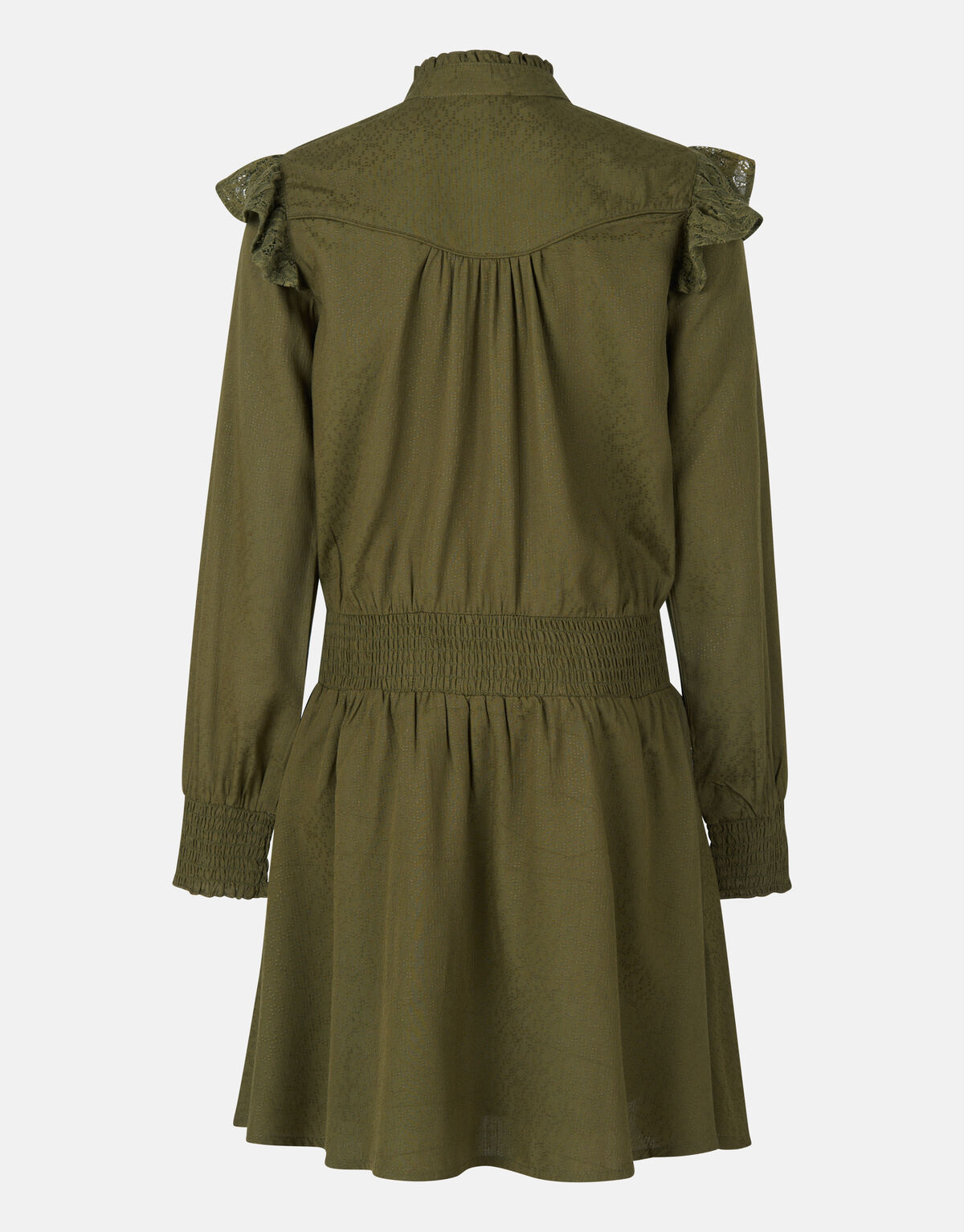 Kanten Ruffle Jurk Donkergroen SHOEBY GIRLS