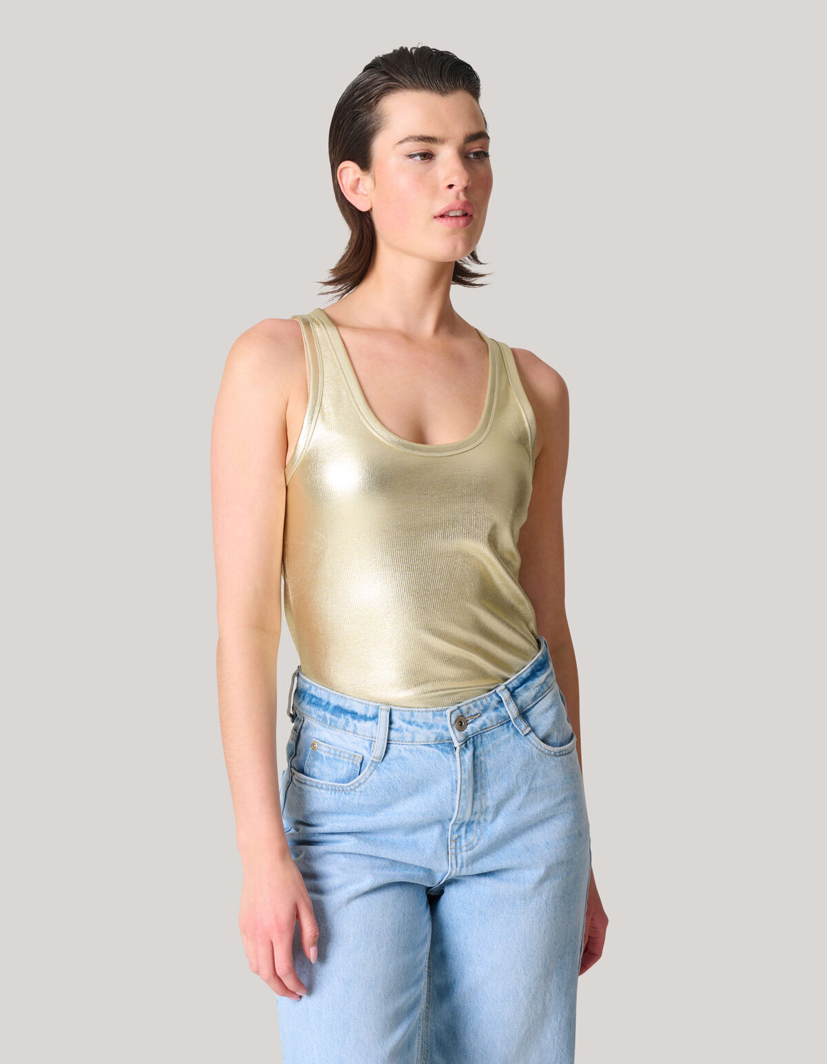 Metallic Rib Top Goud SHOEBY WOMEN