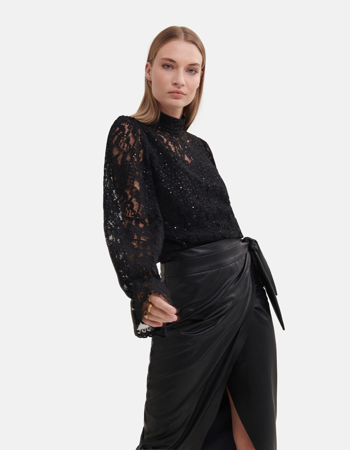 Kanten Pailletten Top Zwart By Fred SHOEBY WOMEN