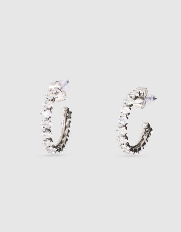 Strass Small Hoop Oorbellen Zilver SHOEBY ACCESSOIRES