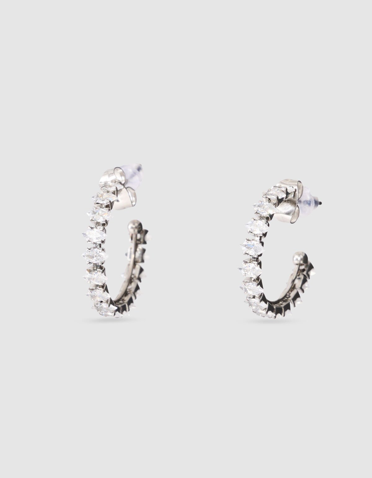 Strass Small Hoop Oorbellen Zilver SHOEBY ACCESSOIRES