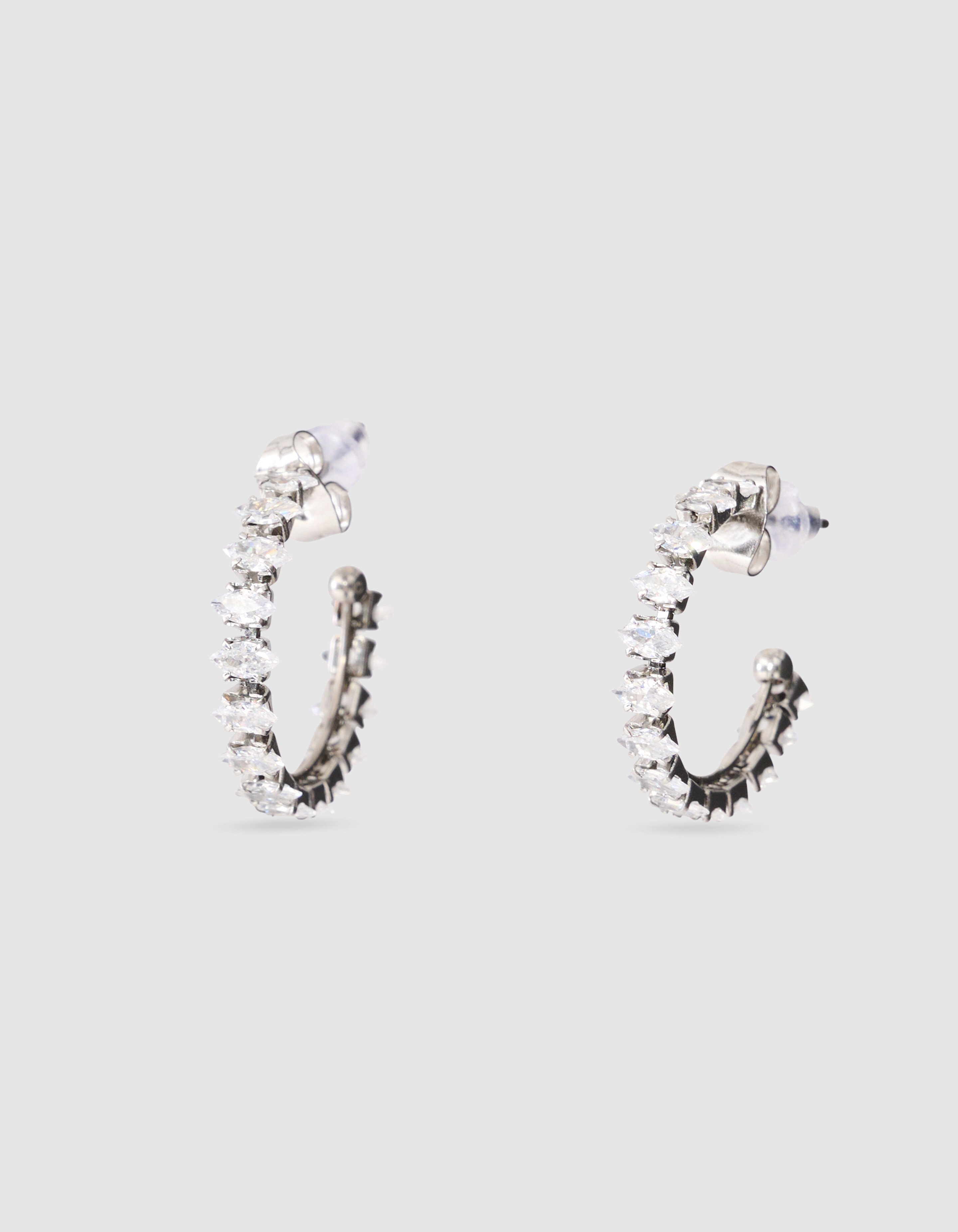 Strass Small Hoop Oorbellen Zilver SHOEBY ACCESSOIRES