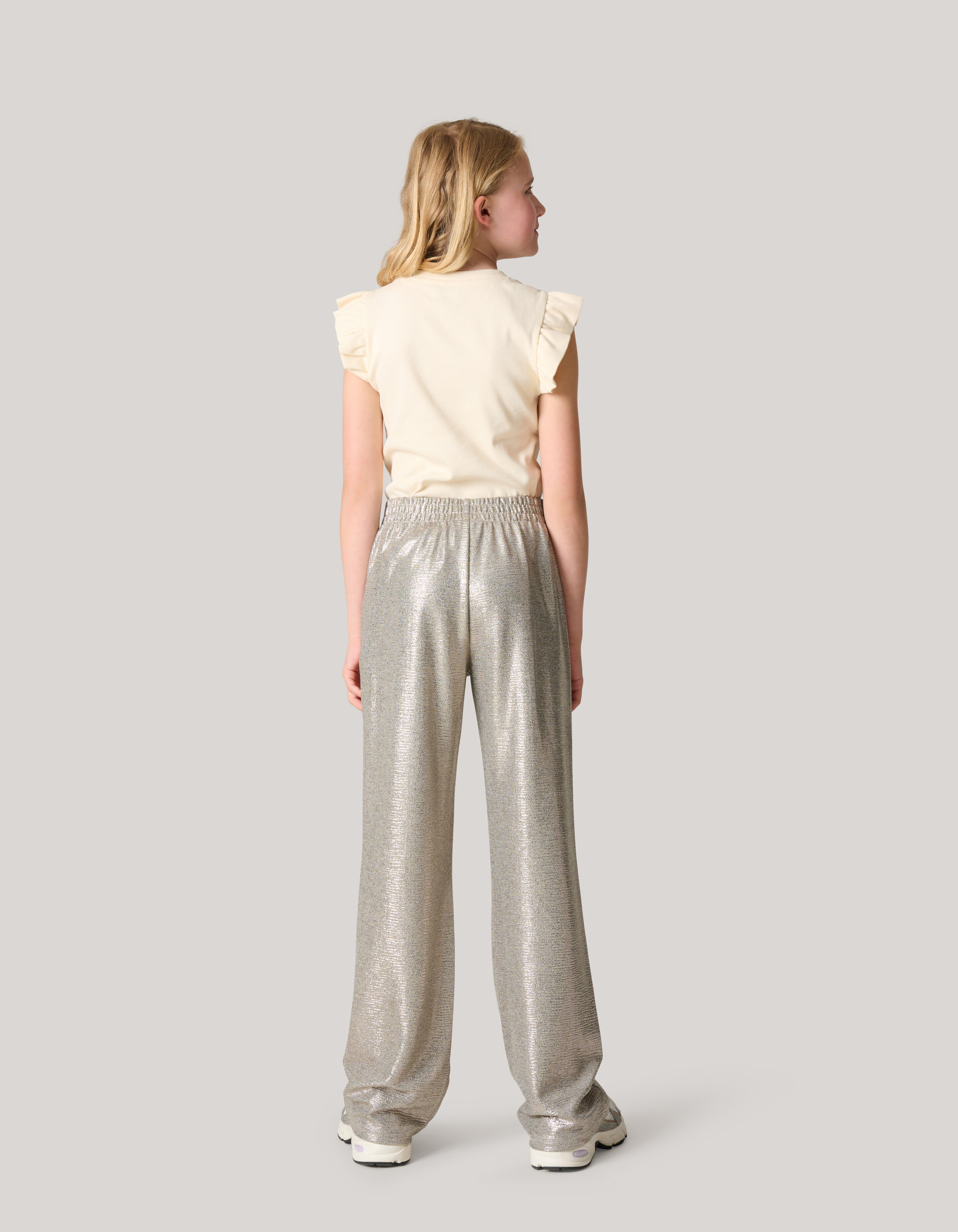 Metallic Wide Leg Broek Zilver SHOEBY GIRLS
